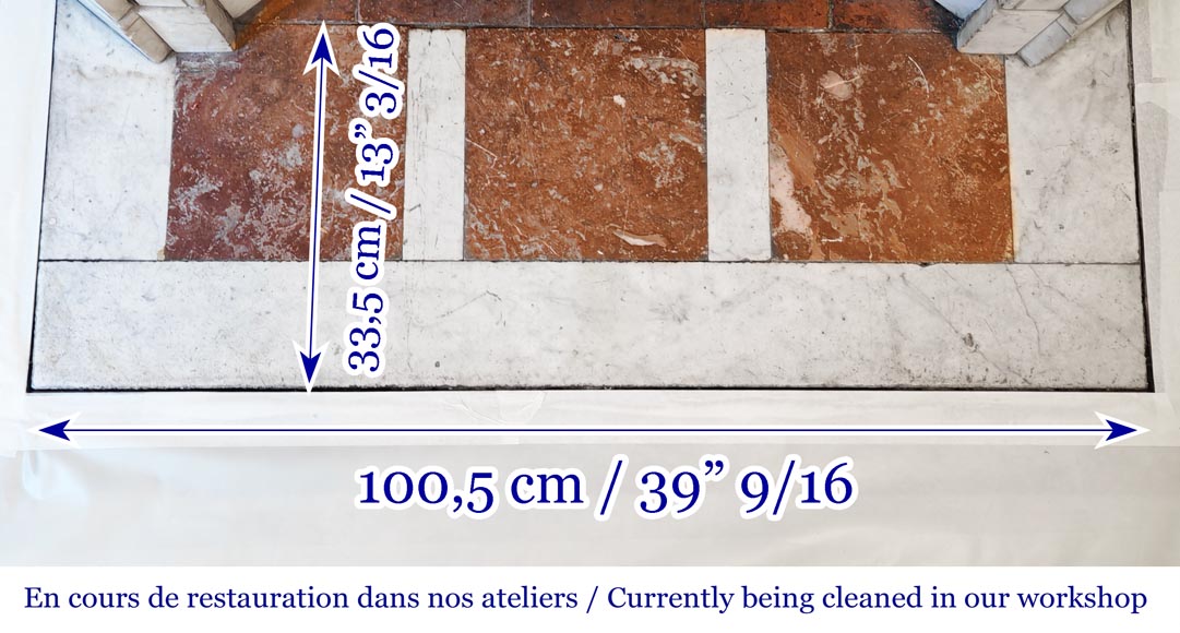 Louis XV style Pompadour model fireplace, in Carrara marble-8