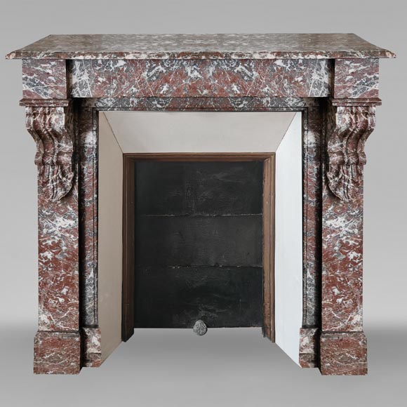 Napoleon III style fireplace, modillion model, in Northern Red marble Napoleon III style fireplace, modillion model, in Northern Red marble-0