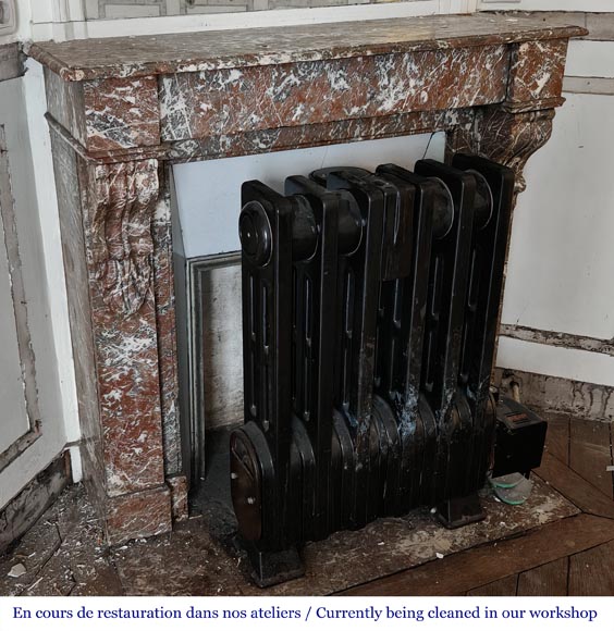 Napoleon III style fireplace, modillion model, in Northern Red marble Napoleon III style fireplace, modillion model, in Northern Red marble-2