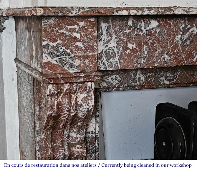 Napoleon III style fireplace, modillion model, in Northern Red marble Napoleon III style fireplace, modillion model, in Northern Red marble-3