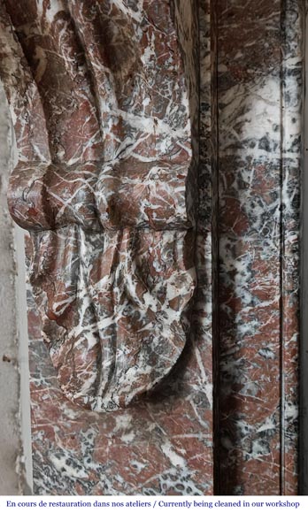 Napoleon III style fireplace, modillion model, in Northern Red marble Napoleon III style fireplace, modillion model, in Northern Red marble-4