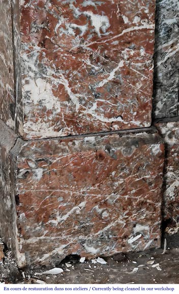 Napoleon III style fireplace, modillion model, in Northern Red marble Napoleon III style fireplace, modillion model, in Northern Red marble-5