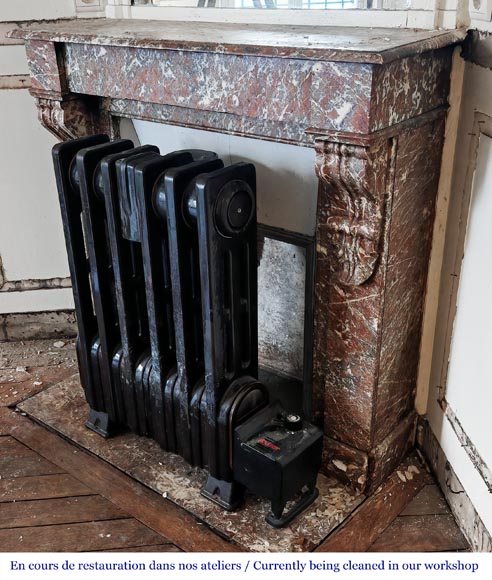 Napoleon III style fireplace, modillion model, in Northern Red marble Napoleon III style fireplace, modillion model, in Northern Red marble-6