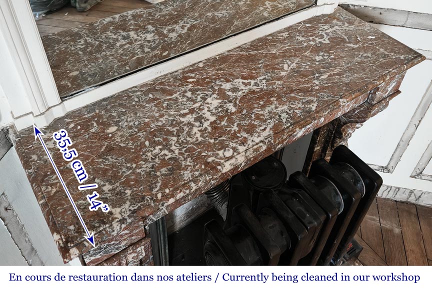 Napoleon III style fireplace, modillion model, in Northern Red marble Napoleon III style fireplace, modillion model, in Northern Red marble-8