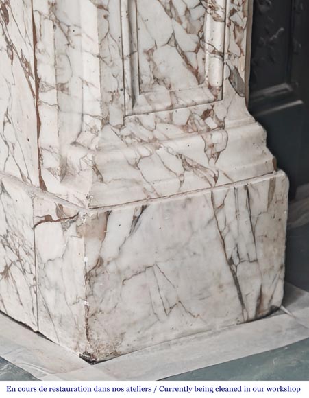 Important Regency style fireplace in purple breccia marble-5