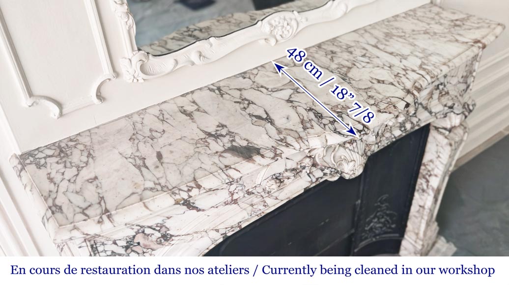 Important Regency style fireplace in purple breccia marble-12