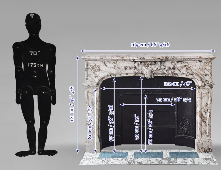 Important Regency style fireplace in purple breccia marble-13