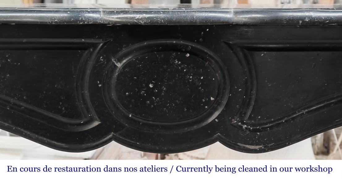 Louis XV style Pompadour model fireplace in speckled black marble-1