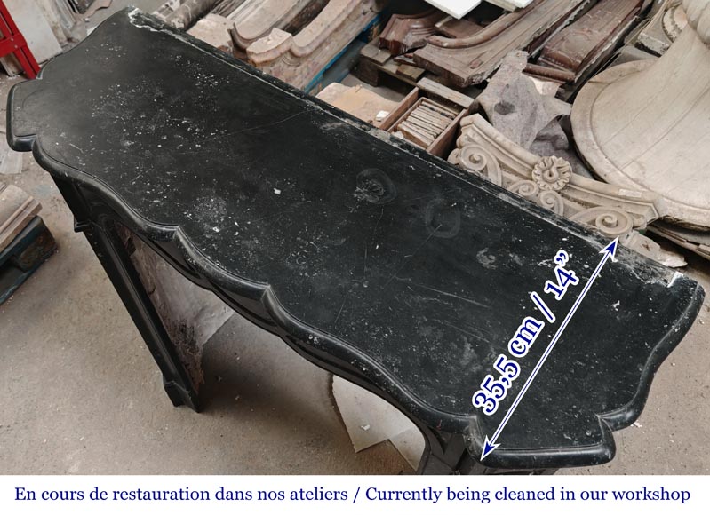 Louis XV style Pompadour model fireplace in speckled black marble-8