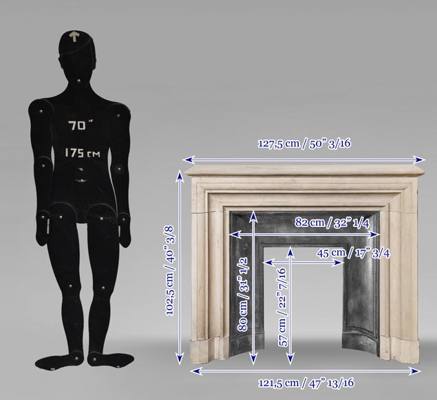 Louis XIV style stone fireplace from the 1950s-9