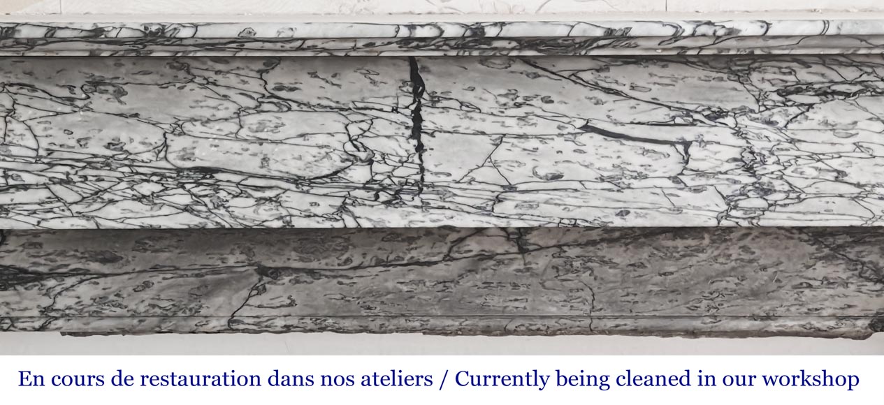 Napoleon III style fireplace with modillions, in blue Turquin marble Napoleon III style fireplace with modillions, in blue Turquin marble-1