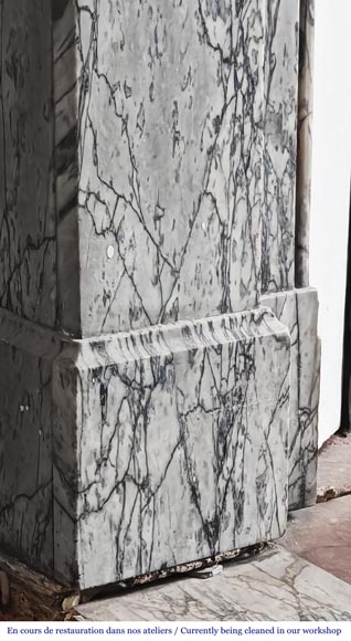 Napoleon III style fireplace with modillions, in blue Turquin marble Napoleon III style fireplace with modillions, in blue Turquin marble-3