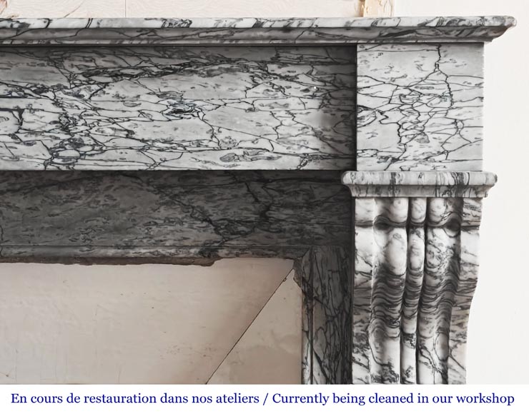 Napoleon III style fireplace with modillions, in blue Turquin marble Napoleon III style fireplace with modillions, in blue Turquin marble-5