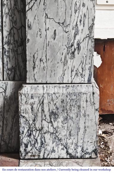 Napoleon III style fireplace with modillions, in blue Turquin marble Napoleon III style fireplace with modillions, in blue Turquin marble-6