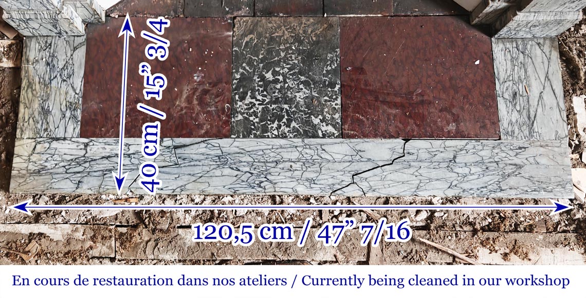 Napoleon III style fireplace with modillions, in blue Turquin marble Napoleon III style fireplace with modillions, in blue Turquin marble-7