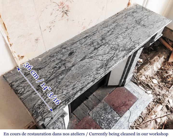 Napoleon III style fireplace with modillions, in blue Turquin marble Napoleon III style fireplace with modillions, in blue Turquin marble-8