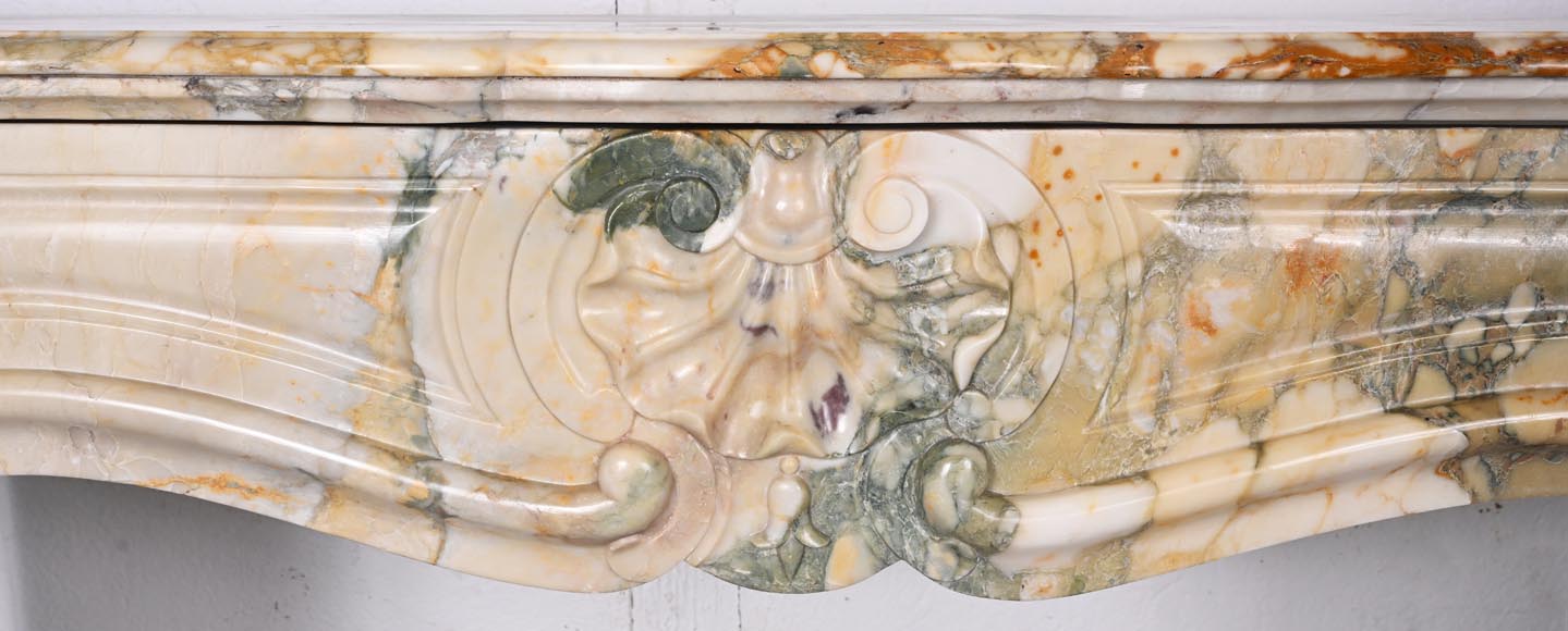 Louis XV style fireplace with three shells in Médou breccia-1