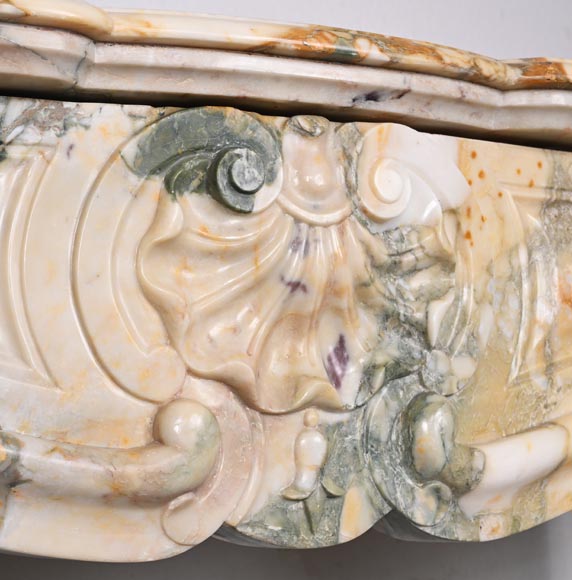 Louis XV style fireplace with three shells in Médou breccia-2