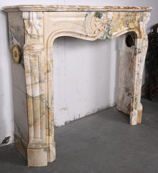 Louis XV style fireplace with three shells in Médou breccia-3
