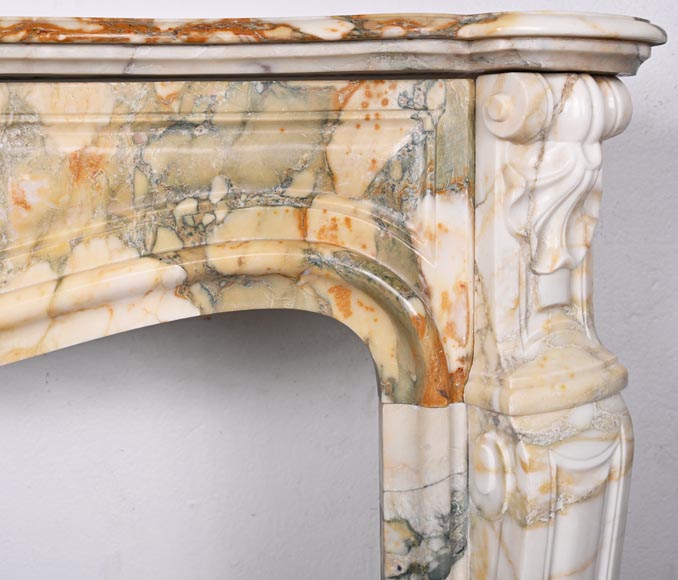 Louis XV style fireplace with three shells in Médou breccia-7