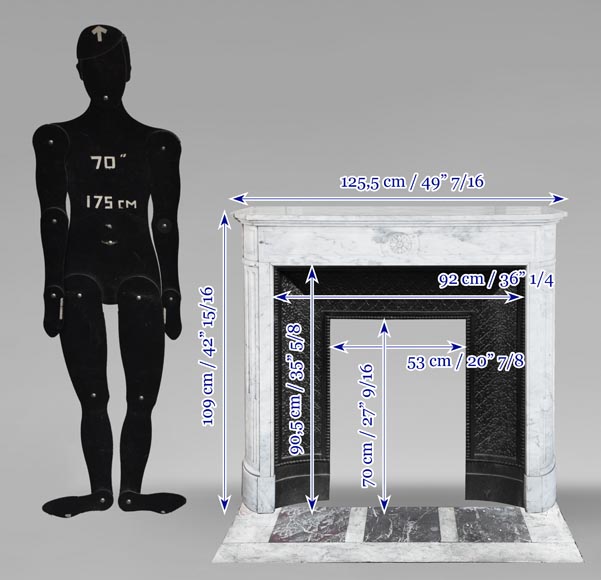 Louis XVI style fireplace in Carrara marble with rounded corners Louis XVI style fireplace in Carrara marble with rounded corners-10