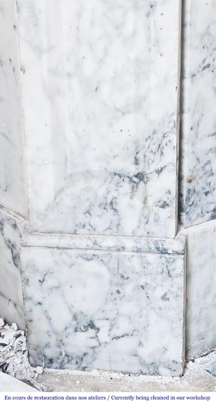 Louis XV style Pompadour model fireplace, in veined Carrara marble Louis XV style Pompadour model fireplace, in veined Carrara marble-4