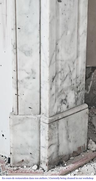Louis XV style Pompadour model fireplace, in veined Carrara marble Louis XV style Pompadour model fireplace, in veined Carrara marble-7