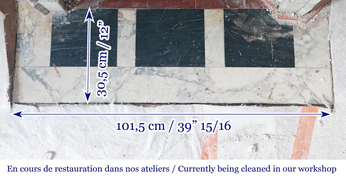 Louis XV style Pompadour model fireplace, in veined Carrara marble Louis XV style Pompadour model fireplace, in veined Carrara marble-8