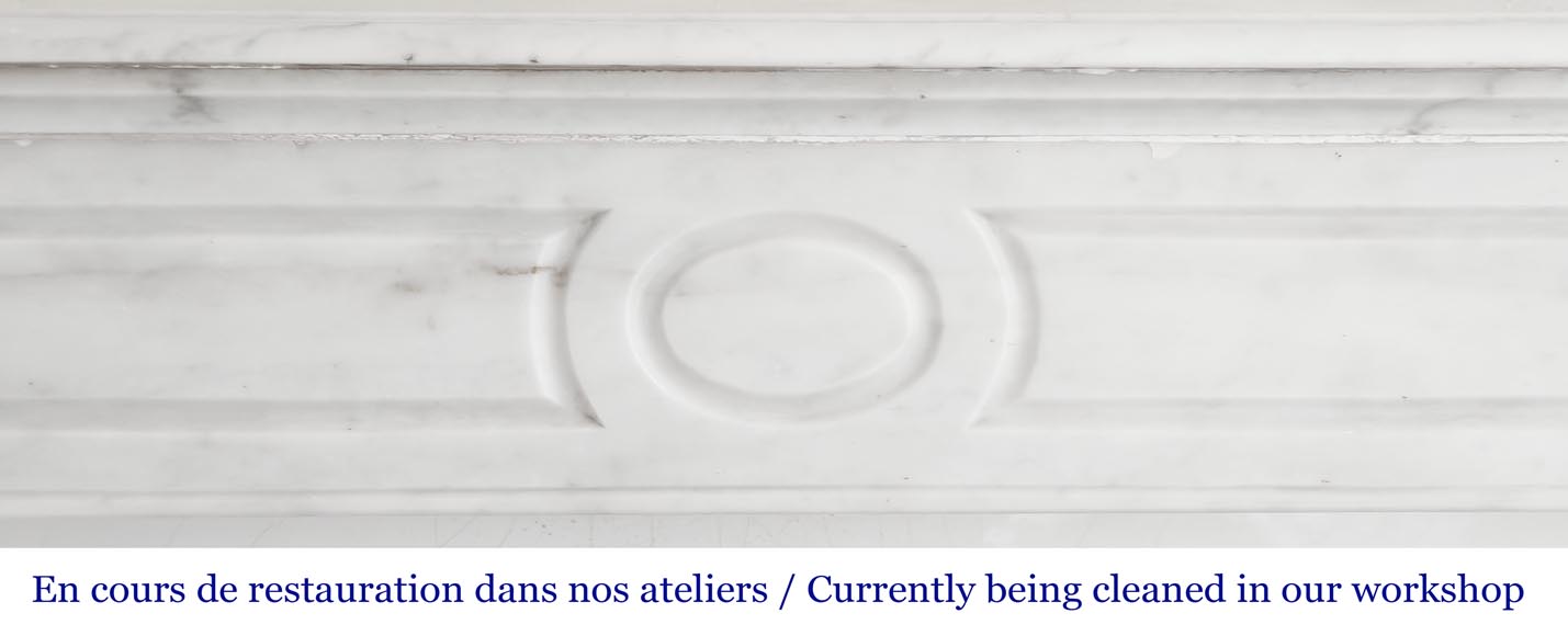 Louis XV style Pompadour model fireplace, straight, in Carrara marble Louis XV style Pompadour model fireplace, straight, in Carrara marble-1