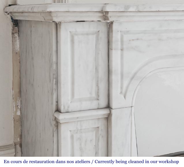 Louis XV style Pompadour model fireplace, straight, in Carrara marble Louis XV style Pompadour model fireplace, straight, in Carrara marble-3