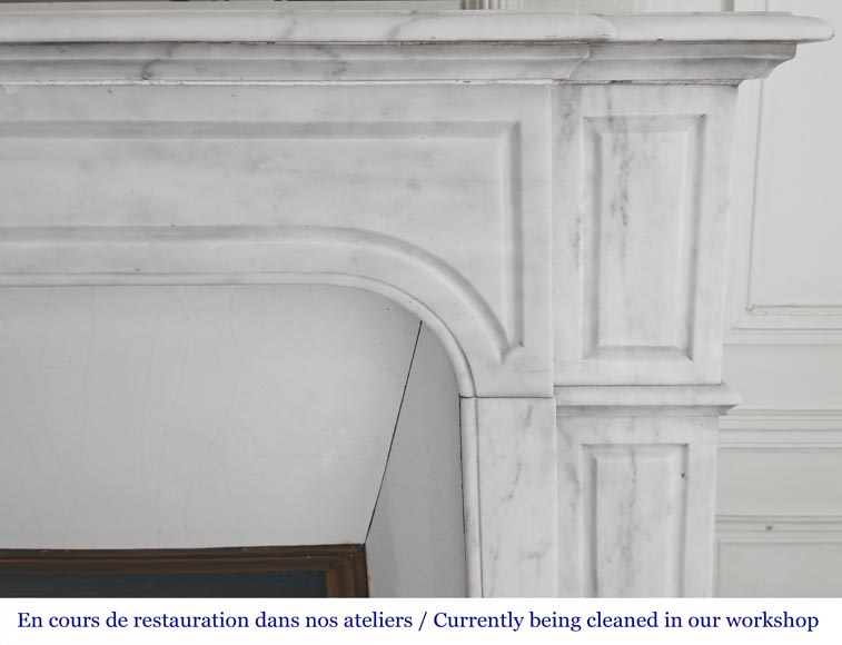Louis XV style Pompadour model fireplace, straight, in Carrara marble Louis XV style Pompadour model fireplace, straight, in Carrara marble-6