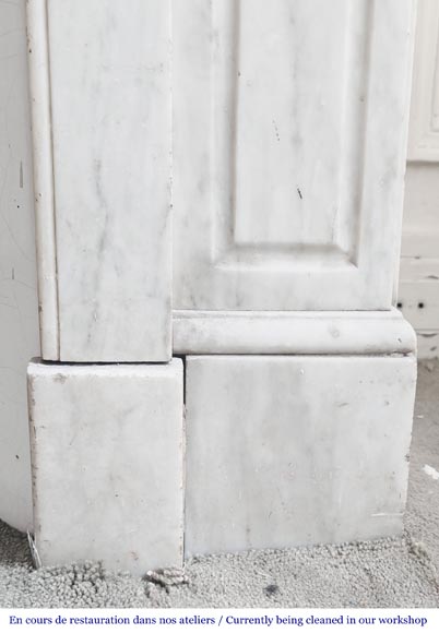 Louis XV style Pompadour model fireplace, straight, in Carrara marble Louis XV style Pompadour model fireplace, straight, in Carrara marble-7