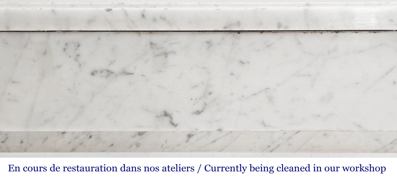 Louis XVI style fireplace with pilasters, in Carrara marble Louis XVI style fireplace with pilasters, in Carrara marble-1