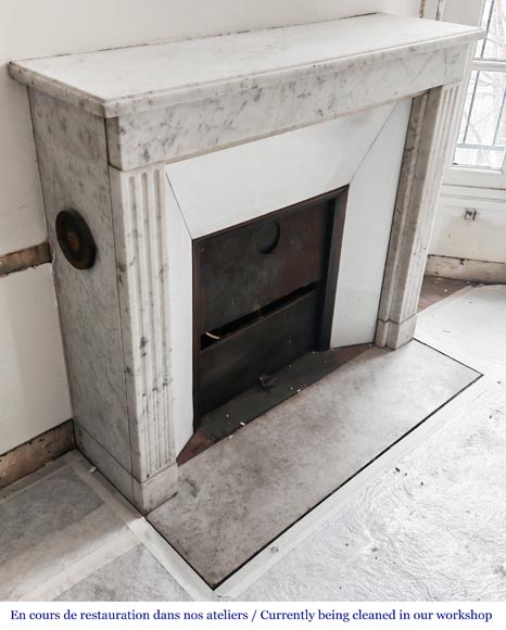 Louis XVI style fireplace with pilasters, in Carrara marble Louis XVI style fireplace with pilasters, in Carrara marble-2
