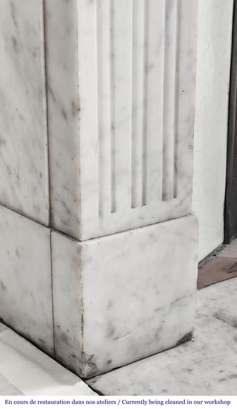 Louis XVI style fireplace with pilasters, in Carrara marble Louis XVI style fireplace with pilasters, in Carrara marble-4