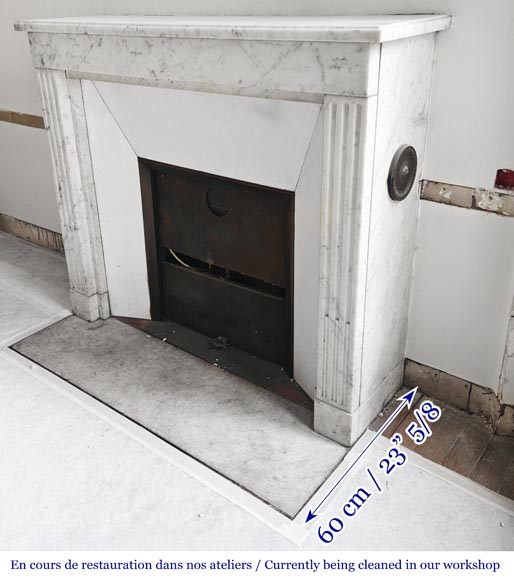Louis XVI style fireplace with pilasters, in Carrara marble Louis XVI style fireplace with pilasters, in Carrara marble-5