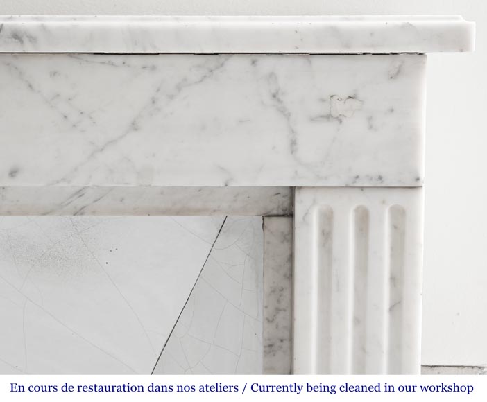 Louis XVI style fireplace with pilasters, in Carrara marble Louis XVI style fireplace with pilasters, in Carrara marble-6