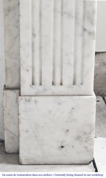 Louis XVI style fireplace with pilasters, in Carrara marble Louis XVI style fireplace with pilasters, in Carrara marble-7