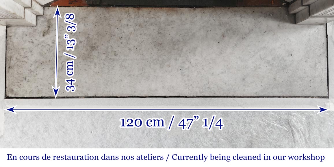 Louis XVI style fireplace with pilasters, in Carrara marble Louis XVI style fireplace with pilasters, in Carrara marble-8