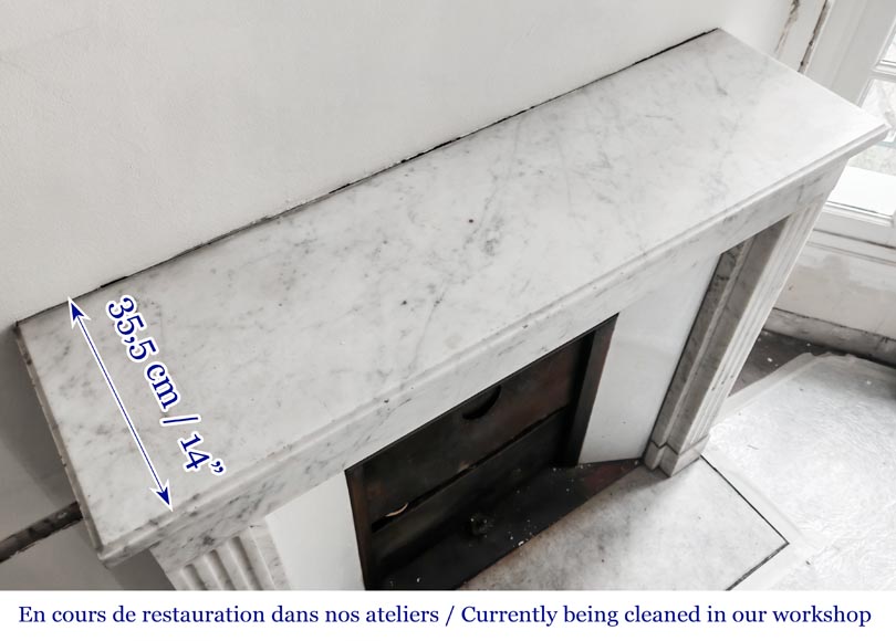 Louis XVI style fireplace with pilasters, in Carrara marble Louis XVI style fireplace with pilasters, in Carrara marble-9