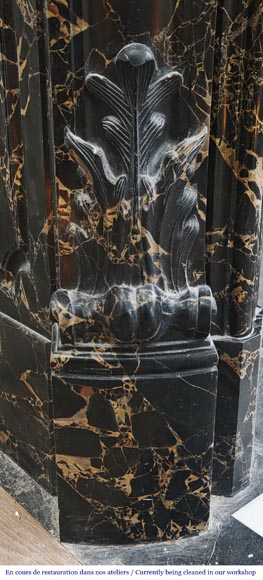 Louis XV style fireplace in richly sculpted Portoro marble Louis XV style fireplace in richly sculpted Portoro marble-7