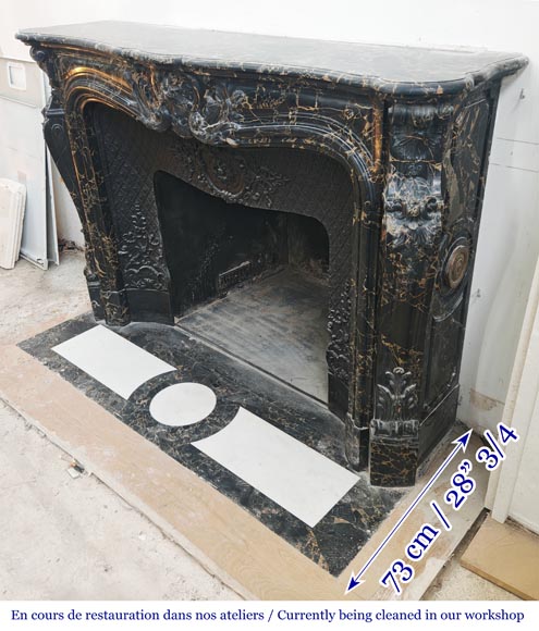 Louis XV style fireplace in richly sculpted Portoro marble Louis XV style fireplace in richly sculpted Portoro marble-8
