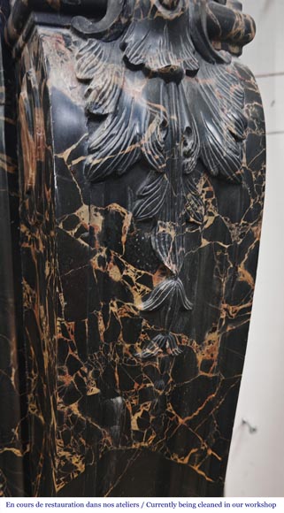 Louis XV style fireplace in richly sculpted Portoro marble Louis XV style fireplace in richly sculpted Portoro marble-10