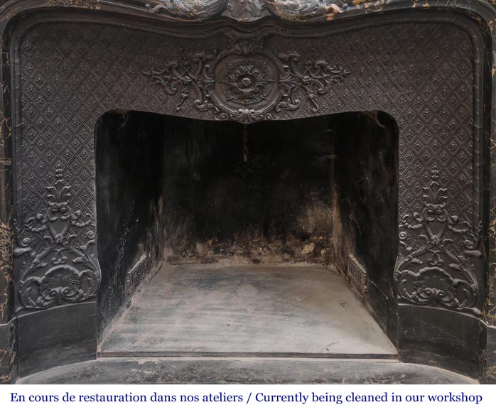 Louis XV style fireplace in richly sculpted Portoro marble Louis XV style fireplace in richly sculpted Portoro marble-12