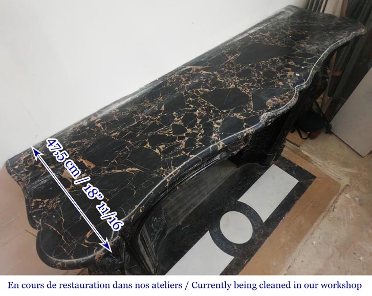 Louis XV style fireplace in richly sculpted Portoro marble Louis XV style fireplace in richly sculpted Portoro marble-14