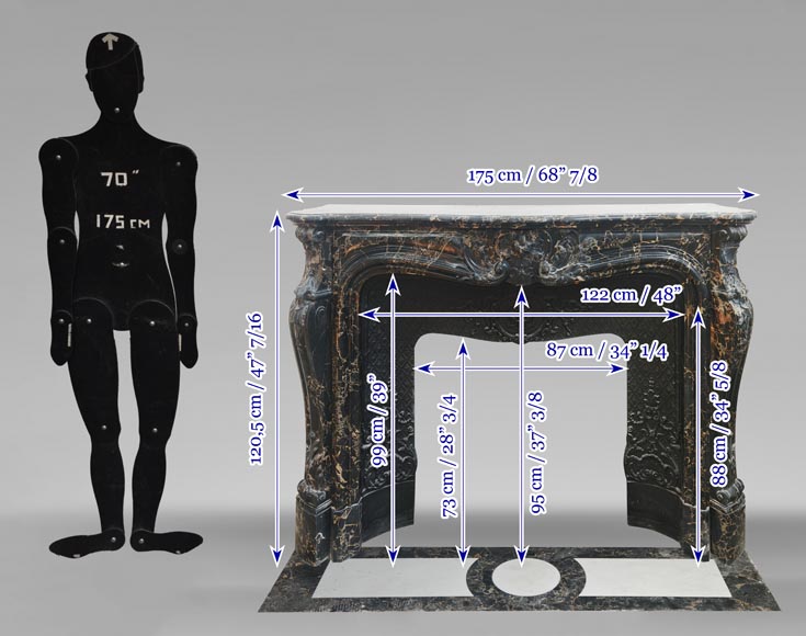 Louis XV style fireplace in richly sculpted Portoro marble Louis XV style fireplace in richly sculpted Portoro marble-15