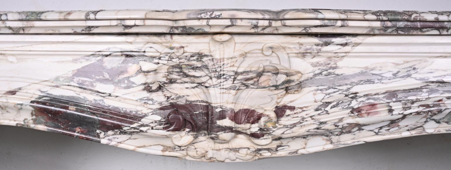 Regency style fireplace decorated with a palmette, in purple breccia marble Regency style fireplace decorated with a palmette, in purple breccia marble-1