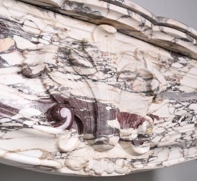 Regency style fireplace decorated with a palmette, in purple breccia marble Regency style fireplace decorated with a palmette, in purple breccia marble-2