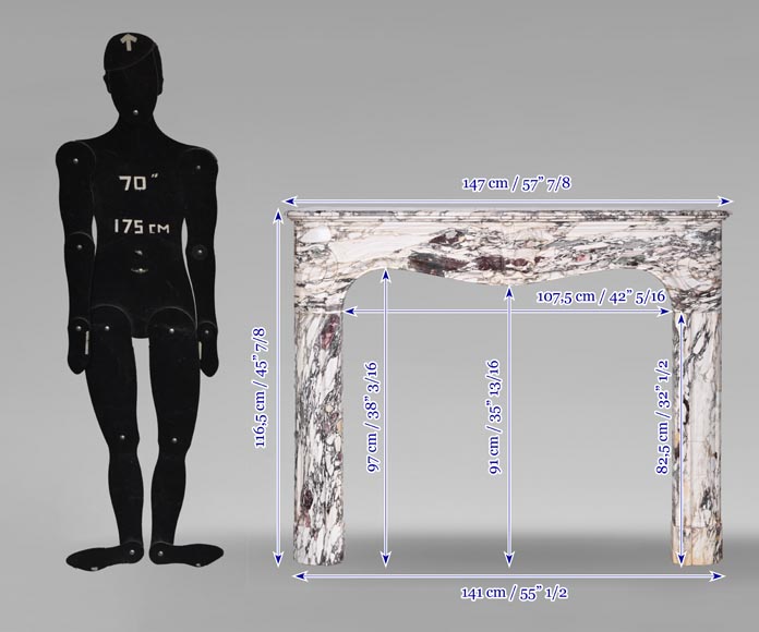 Regency style fireplace decorated with a palmette, in purple breccia marble Regency style fireplace decorated with a palmette, in purple breccia marble-10