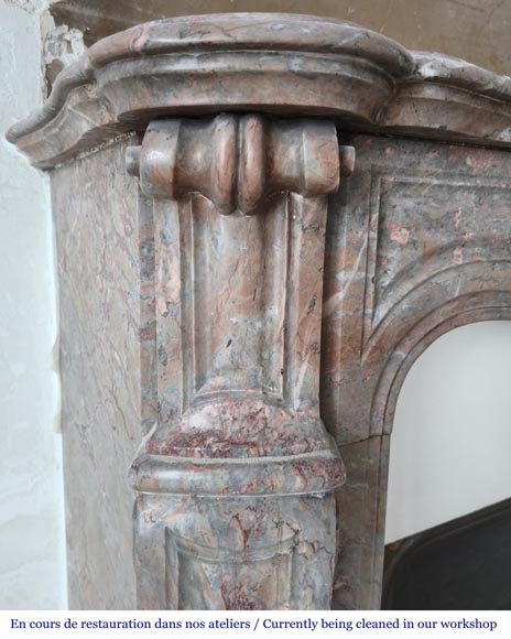 Louis XV style Pompadour model fireplace in Enjugerais marble Louis XV style Pompadour model fireplace in Enjugerais marble-3